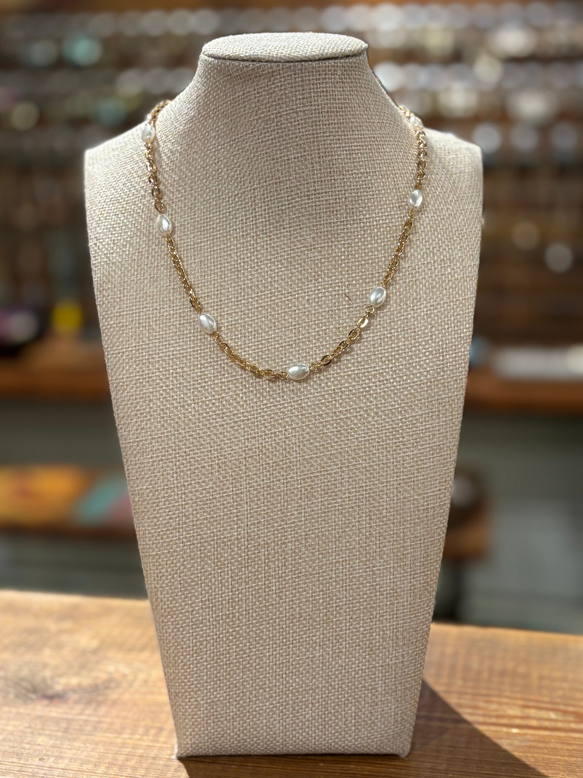 Pearl Stationed Chain Necklace