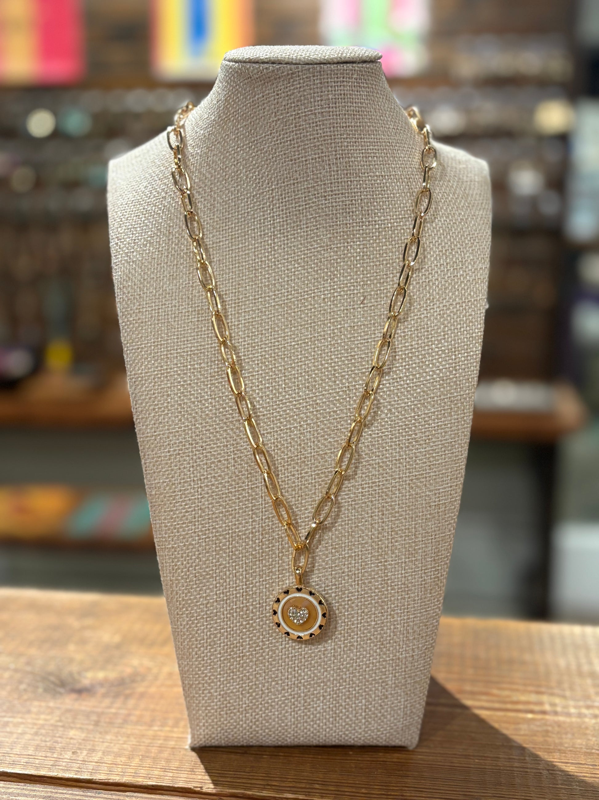 Round Caramel Pendant Necklace