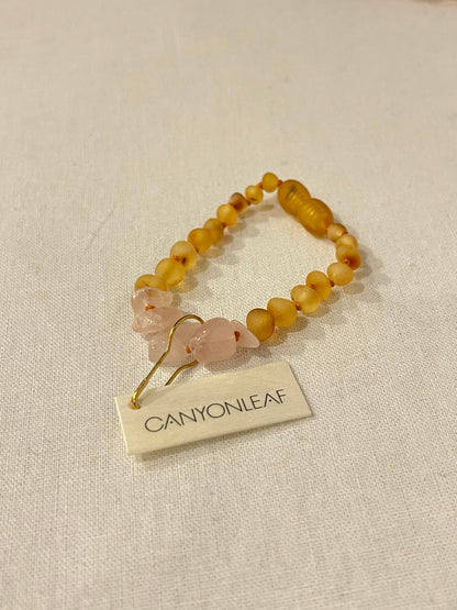 5" Bracelet Honey + Rose Quartz