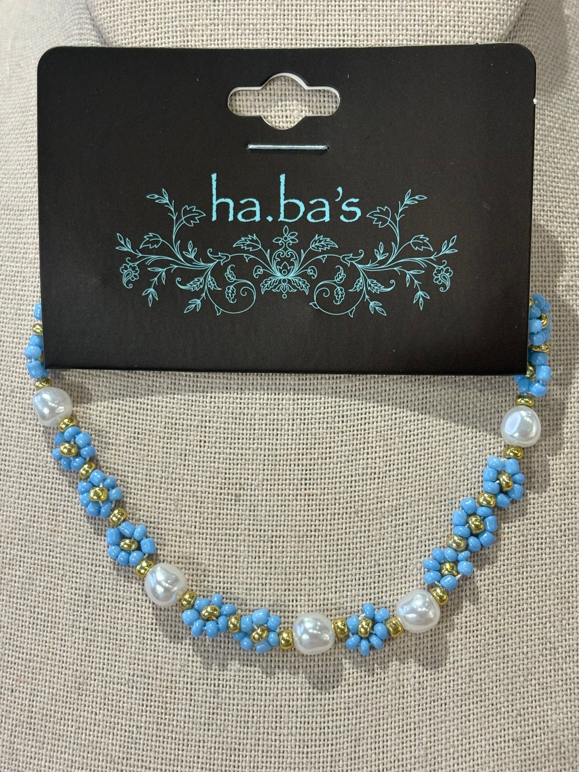 Blue Beaded Flower Anklet