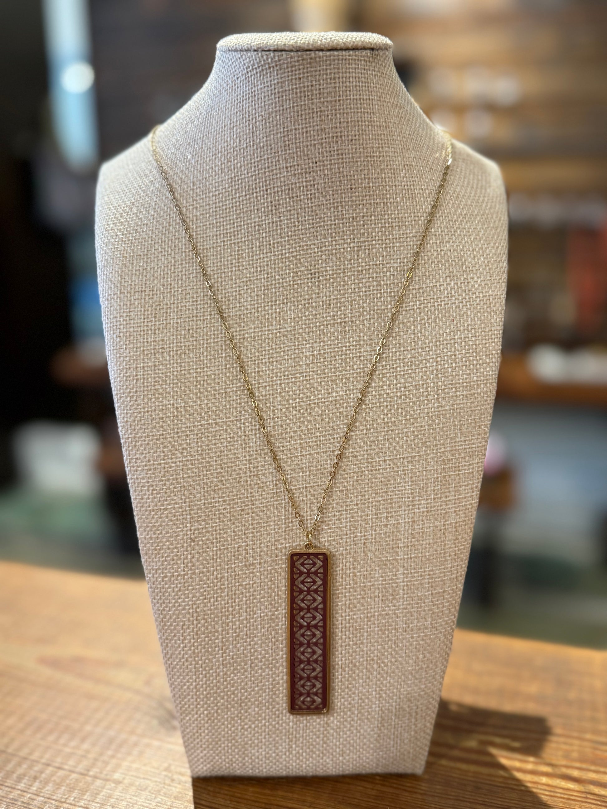 Maroon Panel Necklace
