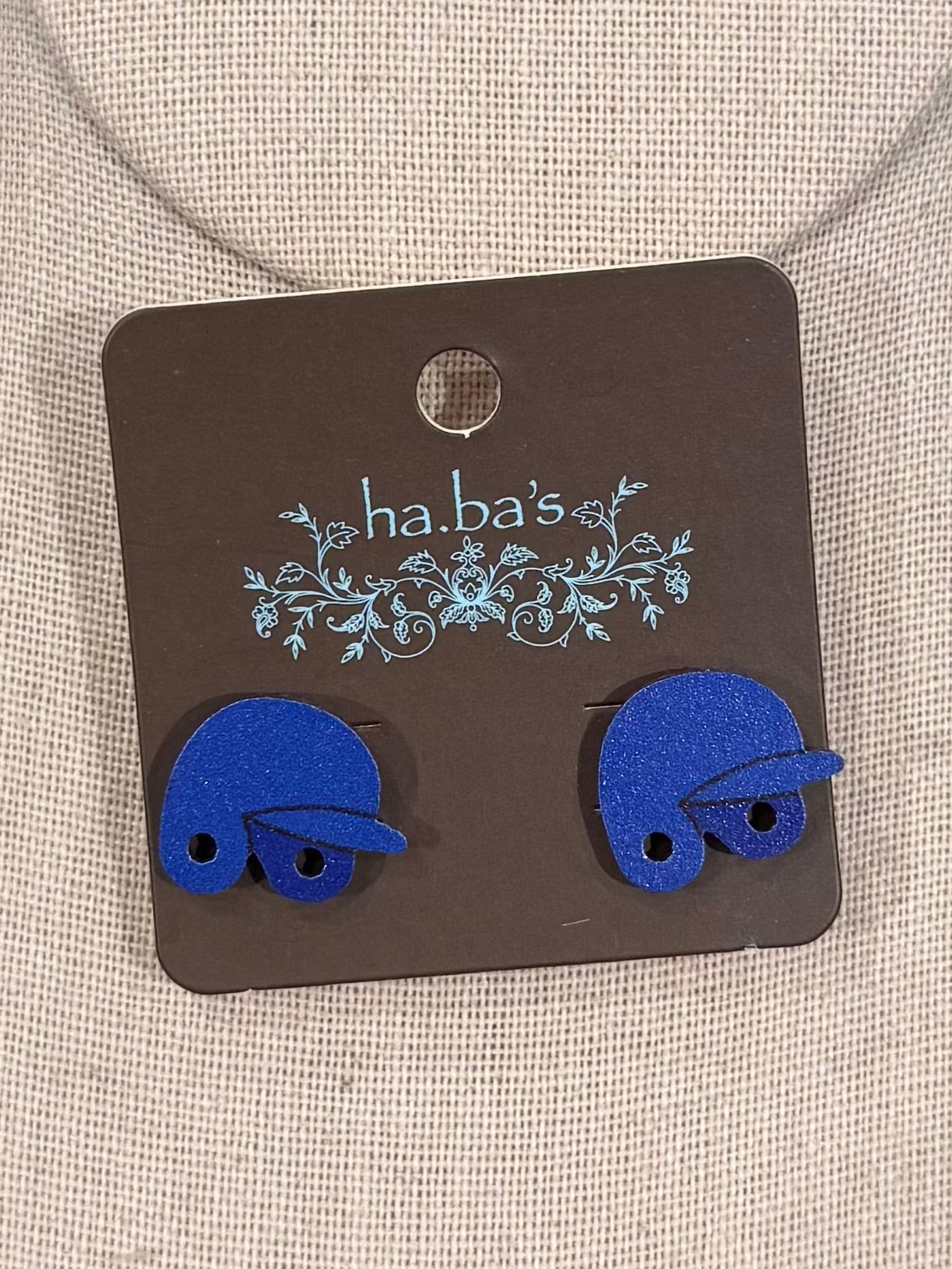 Blue Baseball Hat Earrings