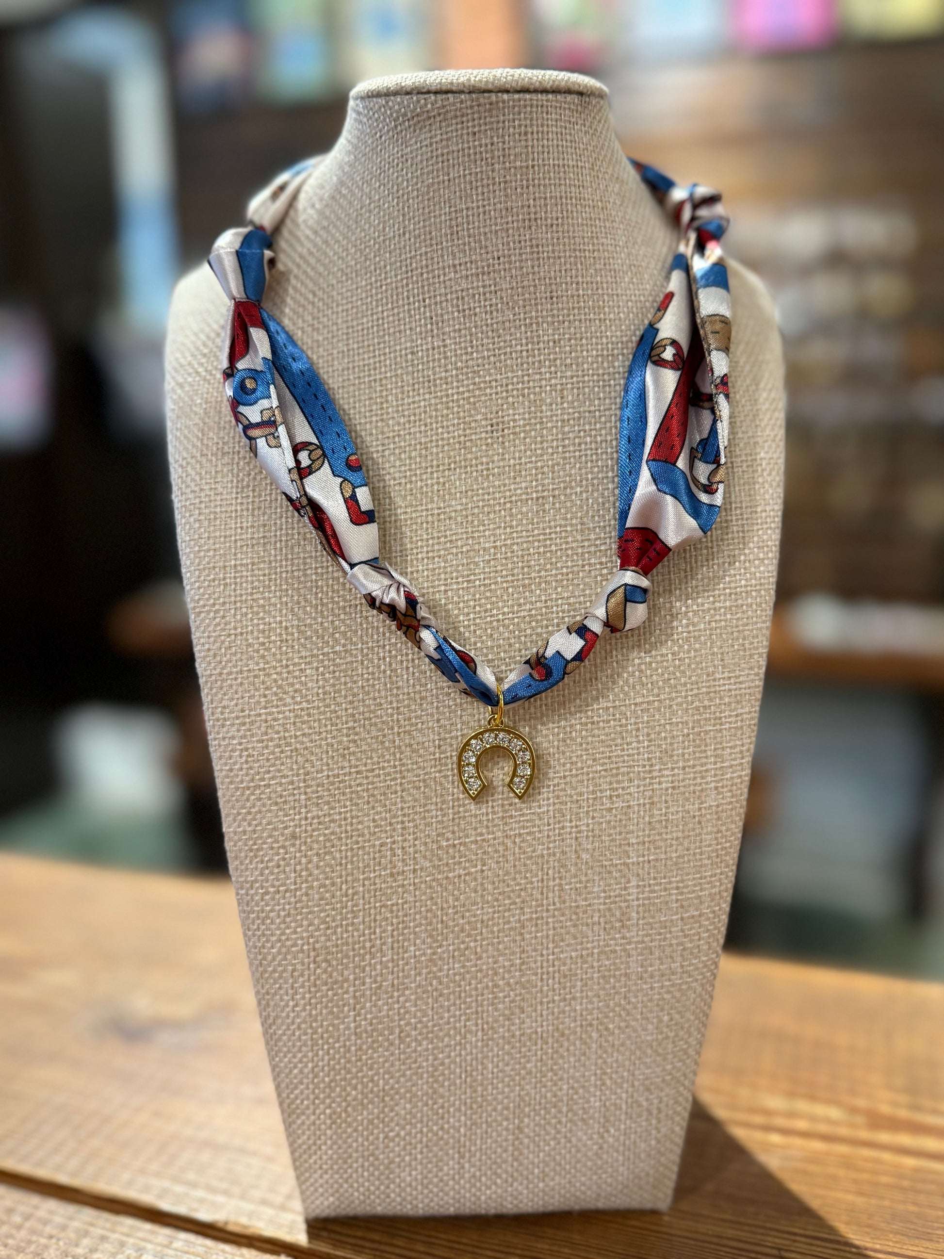 Simply Knotty Scarf Necklace - Horseshoe Charm