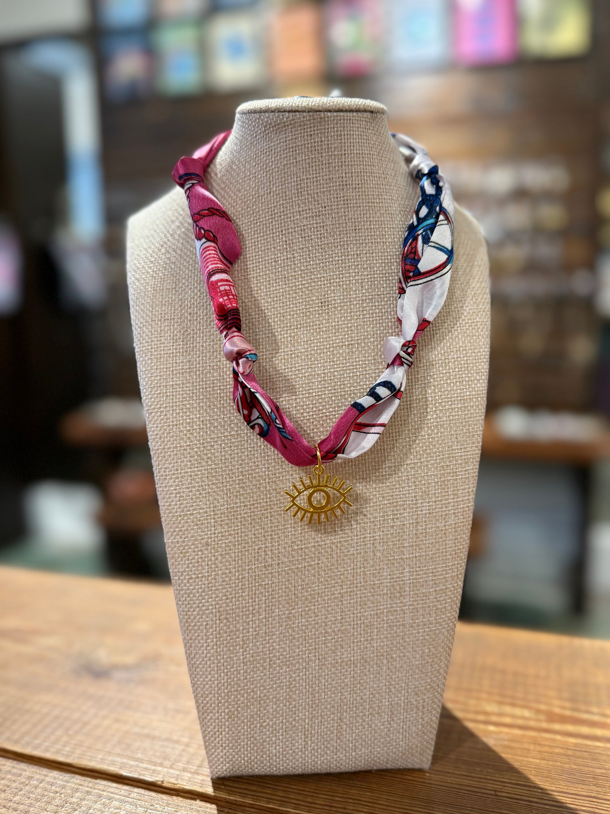 Simply Knotty Scarf - Pink Mix Evil Eye