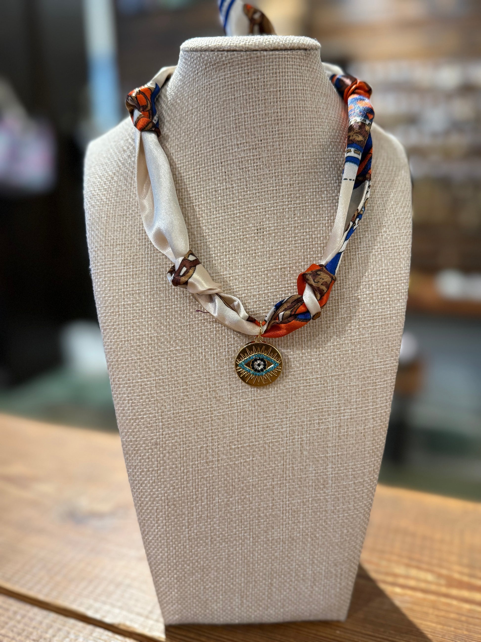 Simply Knotty Scarf Necklace - Mixed Evil Eye
