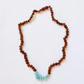 13" Necklace Raw Cognac Amber + Raw Amazonite