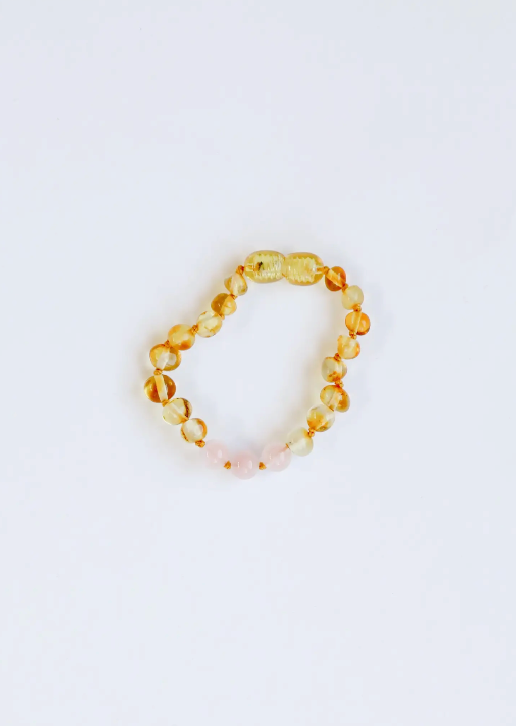 6" Bracelet Polished Honey + Rose Quartz