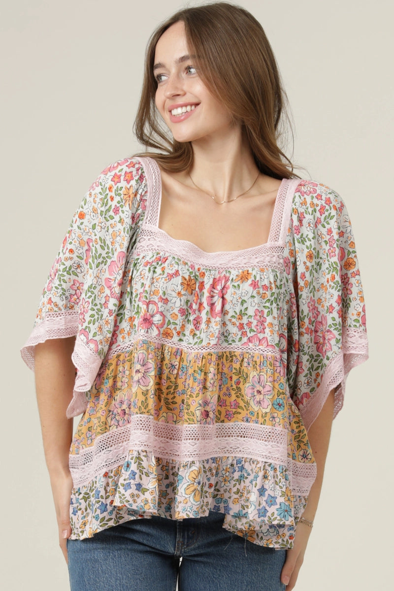 The Petal Romance Square Neck Blouse
