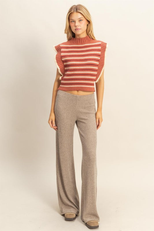 Faye Ruffle Knit - Rust