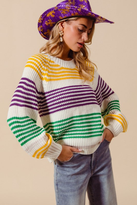 Mardi Gras Blocked Striped Sweater *PRE-ORDER*