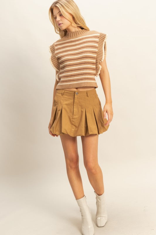 Faye Ruffle Knit - Brown