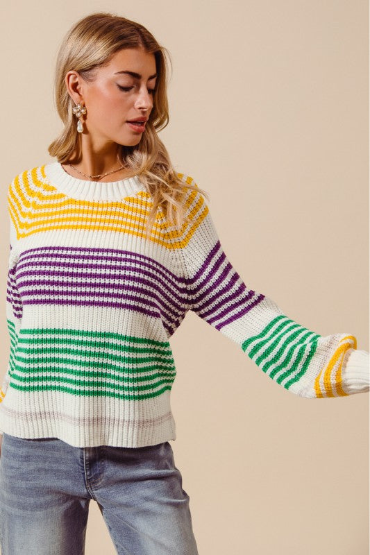Mardi Gras Blocked Striped Sweater *PRE-ORDER*