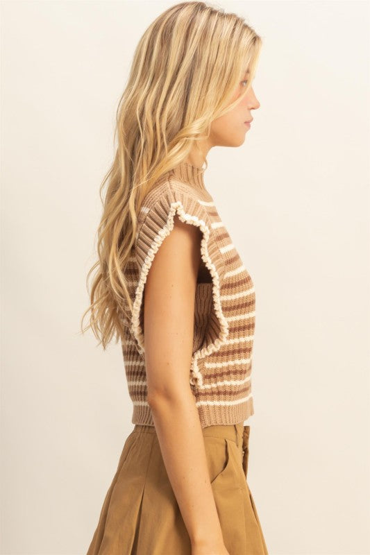Faye Ruffle Knit - Brown