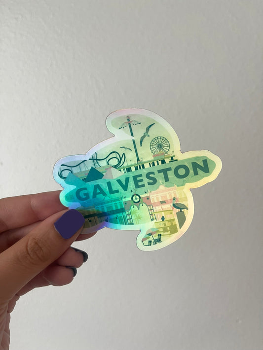 Holographic Galveston Turtle Sticker